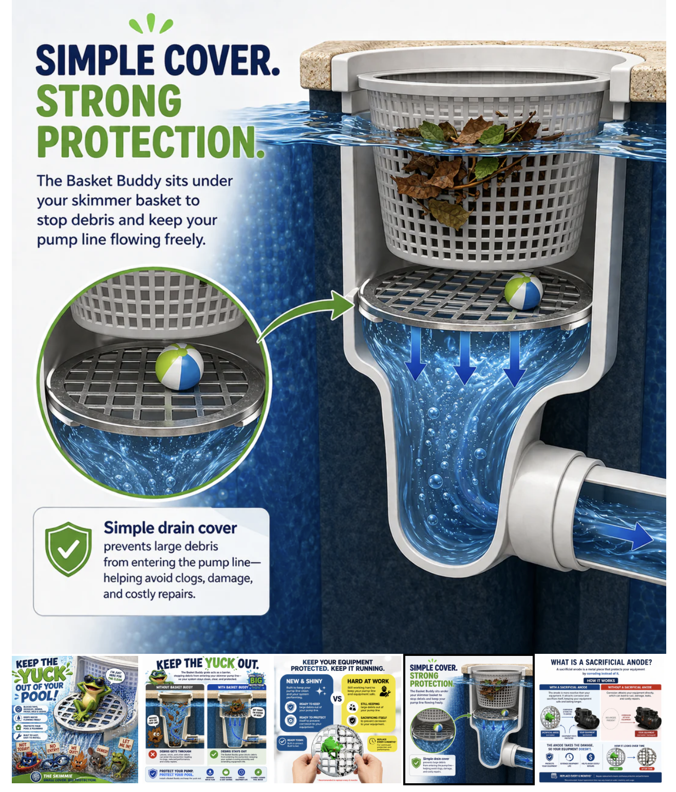 Simple Cover. Strong Protection. The Skimmie Basket Buddy